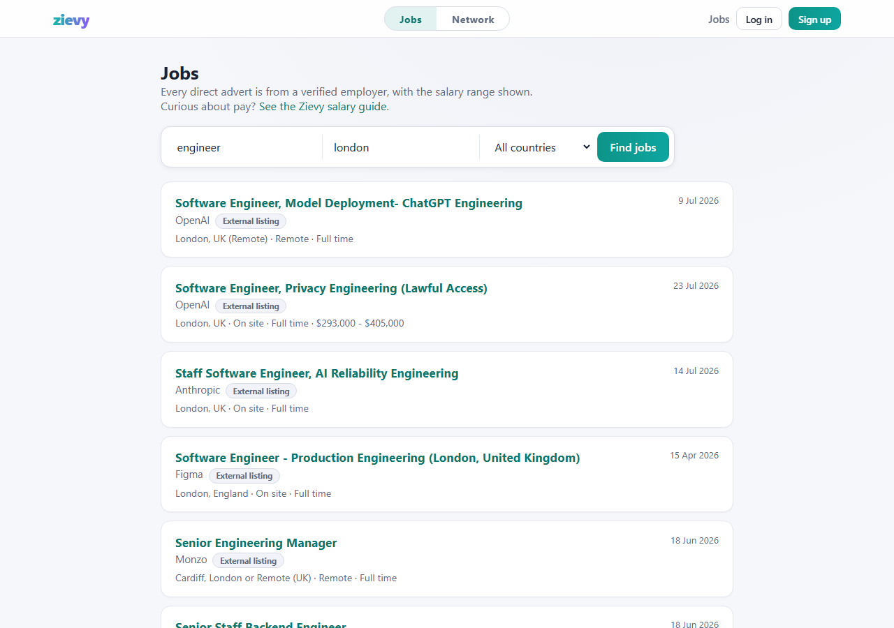 Job search results