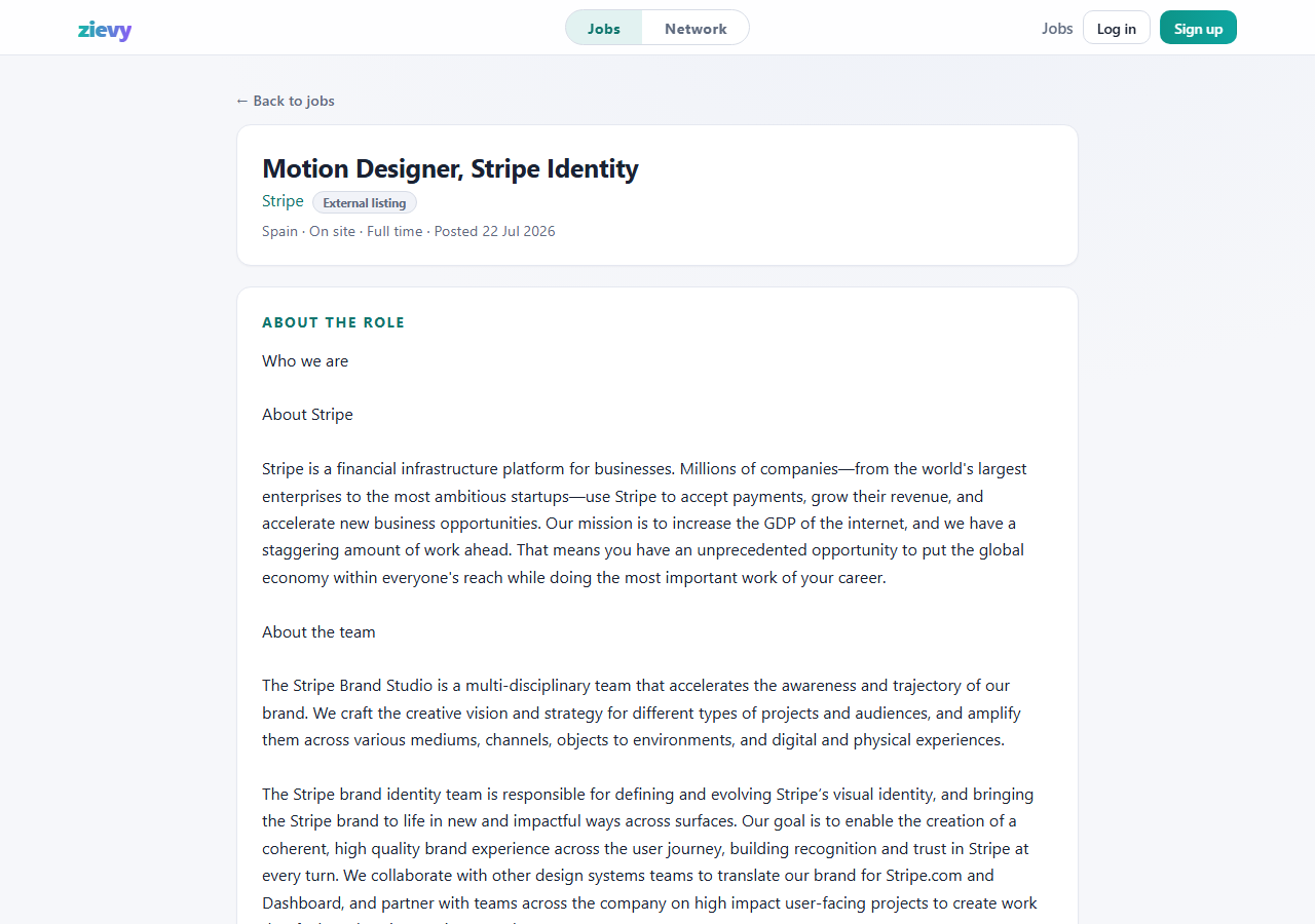 A job detail page
