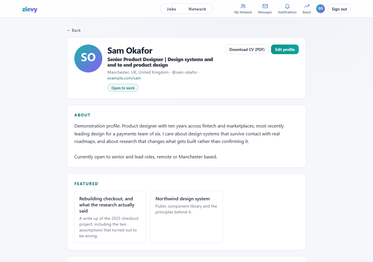 A member profile